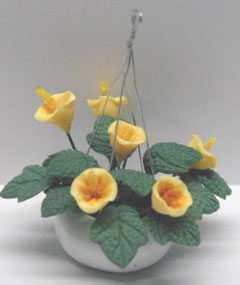 Dollhouse Miniature Hanging-Yellow Lilies 2 3/8
